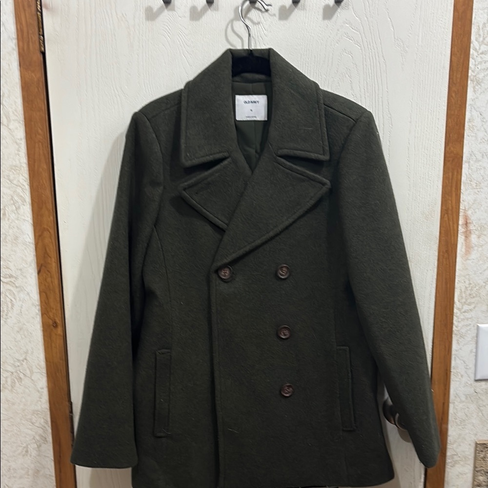 Olive Green Double-Breasted Women’s Coat
